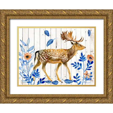 Dear Deer I Gold Ornate Wood Framed Art Print with Double Matting by Wang, Melissa