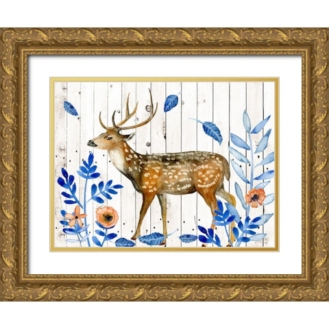 Dear Deer II Gold Ornate Wood Framed Art Print with Double Matting by Wang, Melissa