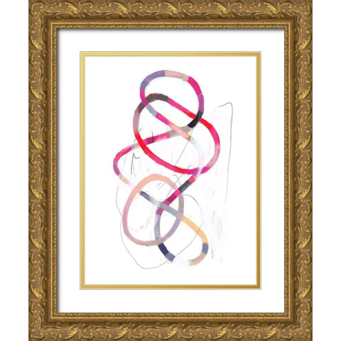Polychrome Tangle I Gold Ornate Wood Framed Art Print with Double Matting by Borges, Victoria