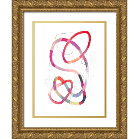 Polychrome Tangle II Gold Ornate Wood Framed Art Print with Double Matting by Borges, Victoria