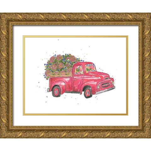 Flower Truck IV Gold Ornate Wood Framed Art Print with Double Matting by McGuire, Catherine