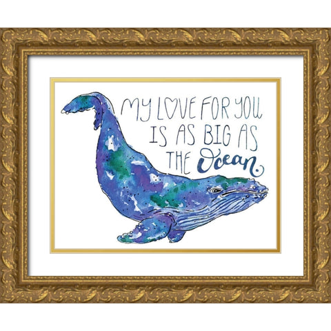 Whale Love II Gold Ornate Wood Framed Art Print with Double Matting by McGuire, Catherine