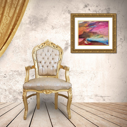 Fuchsia Expression I Gold Ornate Wood Framed Art Print with Double Matting by Villarreal, Gabriela
