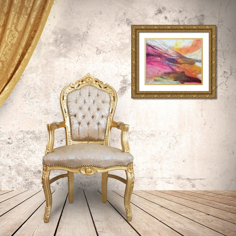Fuchsia Expression II Gold Ornate Wood Framed Art Print with Double Matting by Villarreal, Gabriela