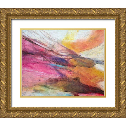 Fuchsia Expression II Gold Ornate Wood Framed Art Print with Double Matting by Villarreal, Gabriela