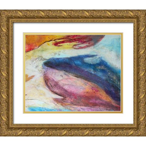 Fuchsia Expression III Gold Ornate Wood Framed Art Print with Double Matting by Villarreal, Gabriela