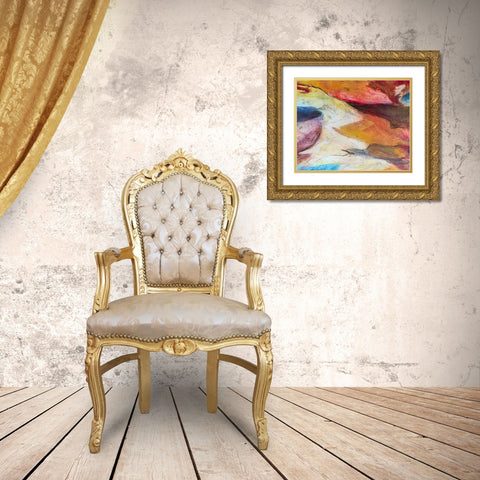 Fuchsia Expression IV Gold Ornate Wood Framed Art Print with Double Matting by Villarreal, Gabriela