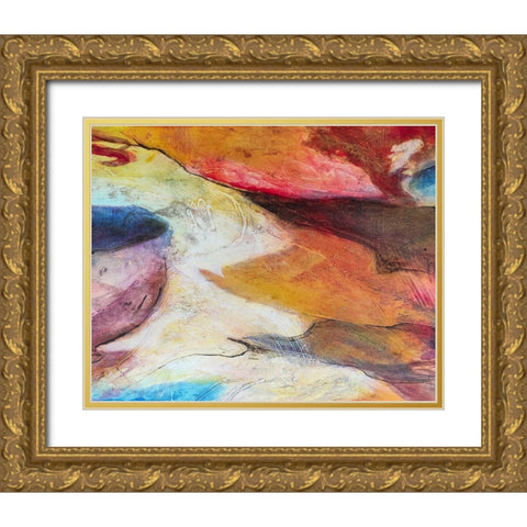 Fuchsia Expression IV Gold Ornate Wood Framed Art Print with Double Matting by Villarreal, Gabriela