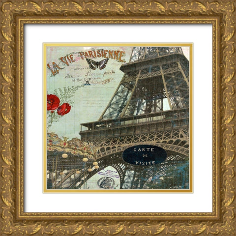 Eiffel Romance IV Gold Ornate Wood Framed Art Print with Double Matting by Lloyd, Sandy