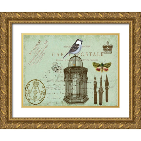 Postcards of Paris II Gold Ornate Wood Framed Art Print with Double Matting by Lloyd, Sandy