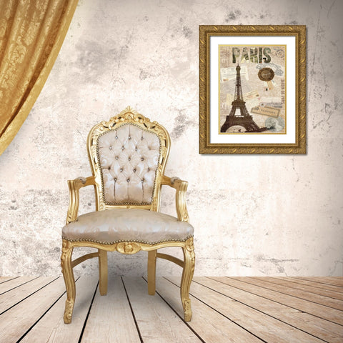 Postcards of Paris XIV Gold Ornate Wood Framed Art Print with Double Matting by Lloyd, Sandy
