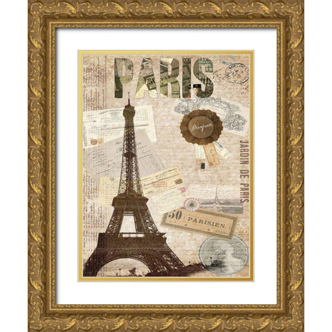 Postcards of Paris XIV Gold Ornate Wood Framed Art Print with Double Matting by Lloyd, Sandy