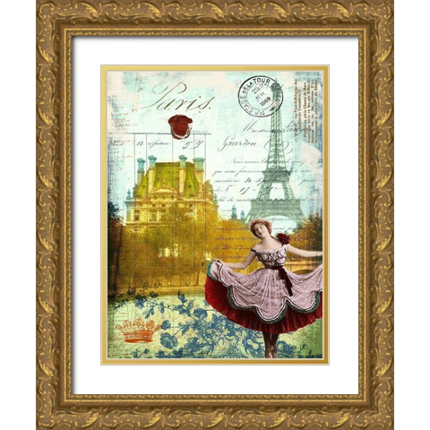 Femme Paris I Gold Ornate Wood Framed Art Print with Double Matting by Lloyd, Sandy
