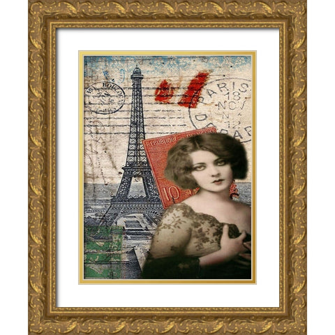 Femme Paris IV Gold Ornate Wood Framed Art Print with Double Matting by Lloyd, Sandy