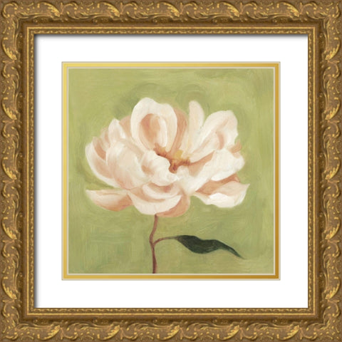 Peony on Olive II Gold Ornate Wood Framed Art Print with Double Matting by Scarvey, Emma