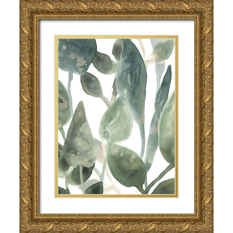 Water Leaves IV Gold Ornate Wood Framed Art Print with Double Matting by Vess, June Erica