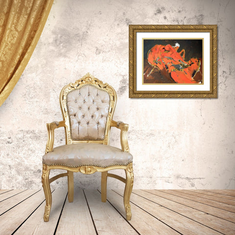 Abstract Lobster I Gold Ornate Wood Framed Art Print with Double Matting by Ferrell, Erin McGee