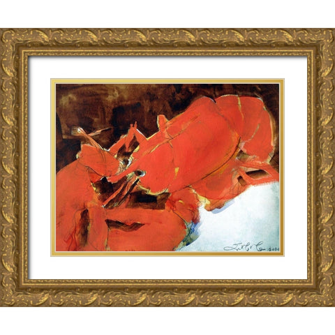Abstract Lobster II Gold Ornate Wood Framed Art Print with Double Matting by Ferrell, Erin McGee