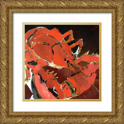 Abstract Lobster V Gold Ornate Wood Framed Art Print with Double Matting by Ferrell, Erin McGee