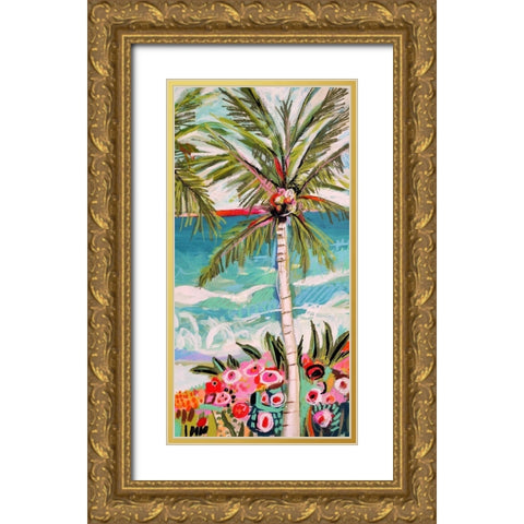 Palm Tree Wimsy II Gold Ornate Wood Framed Art Print with Double Matting by Fields, Karen