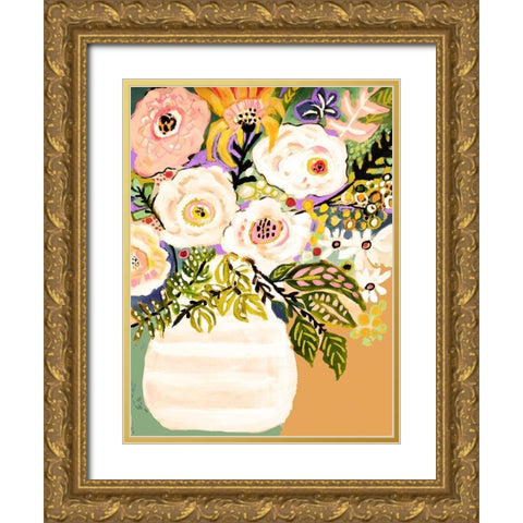 Summer Flowers in a Vase II Gold Ornate Wood Framed Art Print with Double Matting by Fields, Karen