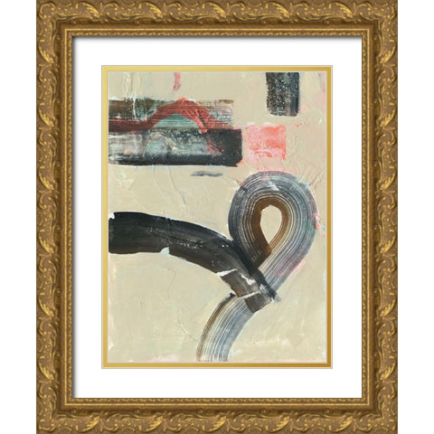 Striate I Gold Ornate Wood Framed Art Print with Double Matting by Borges, Victoria