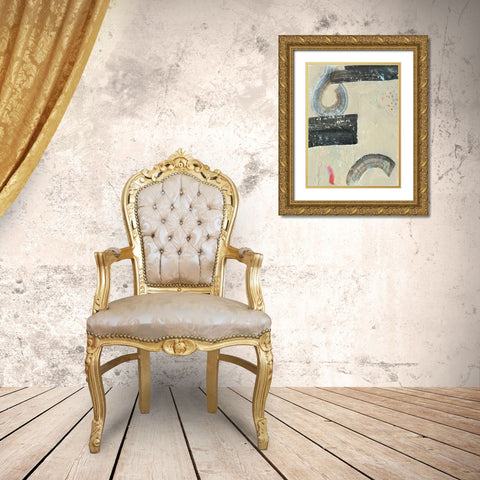 Striate IV Gold Ornate Wood Framed Art Print with Double Matting by Borges, Victoria