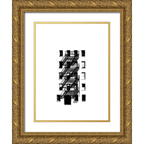 NYC in Pure B and W XIII Gold Ornate Wood Framed Art Print with Double Matting by Pica, Jeff