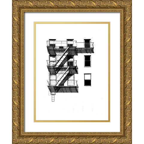 NYC in Pure B and W XIV Gold Ornate Wood Framed Art Print with Double Matting by Pica, Jeff