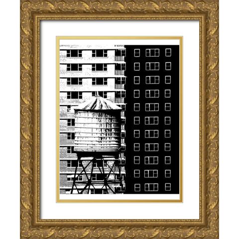 NYC in Pure B and W XVII Gold Ornate Wood Framed Art Print with Double Matting by Pica, Jeff