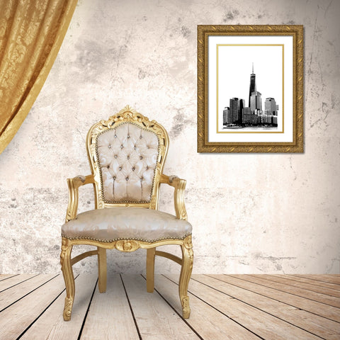 NYC in Pure B and W XIX Gold Ornate Wood Framed Art Print with Double Matting by Pica, Jeff