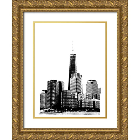 NYC in Pure B and W XIX Gold Ornate Wood Framed Art Print with Double Matting by Pica, Jeff