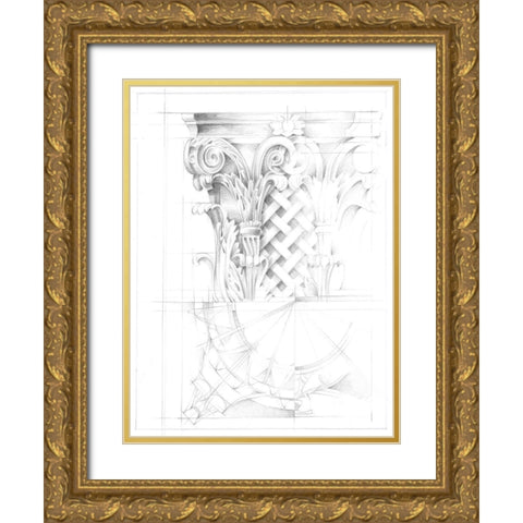 Capital Schematic II Gold Ornate Wood Framed Art Print with Double Matting by Harper, Ethan