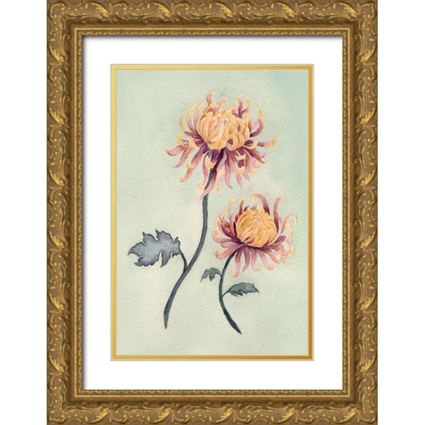 Chrysanthemum Beauty II Gold Ornate Wood Framed Art Print with Double Matting by Chabot, Natasha