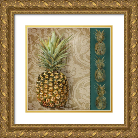 Pineapple Welcome I Gold Ornate Wood Framed Art Print with Double Matting by Reynolds, Jade