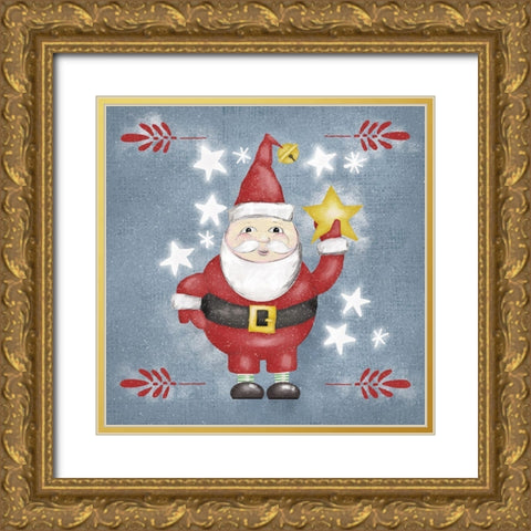 Folksy Christmas I Gold Ornate Wood Framed Art Print with Double Matting by Zarris, Chariklia