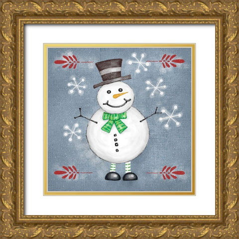 Folksy Christmas II Gold Ornate Wood Framed Art Print with Double Matting by Zarris, Chariklia