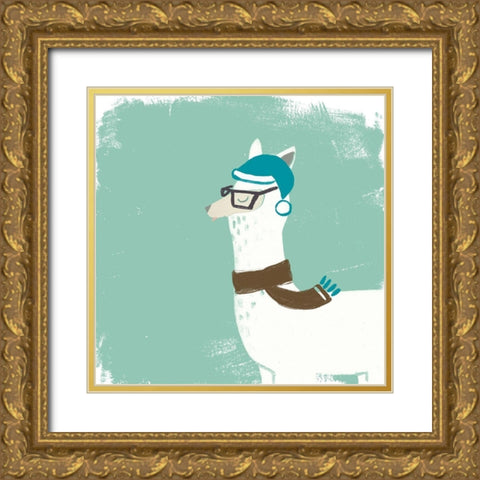 Bundle Up Llama VI Gold Ornate Wood Framed Art Print with Double Matting by Vess, June Erica