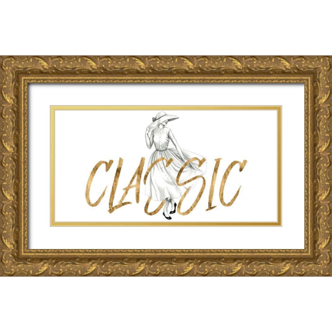 Gilded Fashion Figures II Gold Ornate Wood Framed Art Print with Double Matting by Popp, Grace