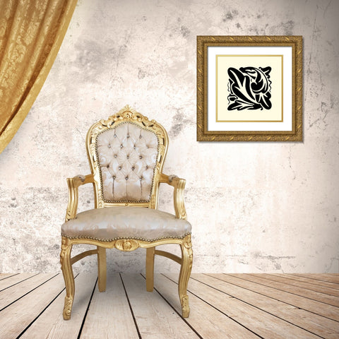 BandW Graphic Beauty II Gold Ornate Wood Framed Art Print with Double Matting by Vision Studio