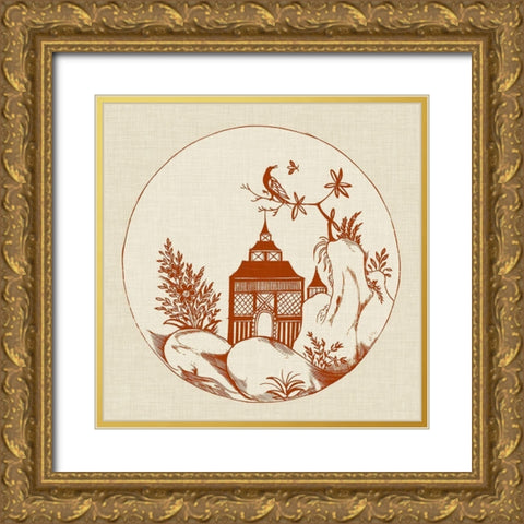 Ornamental Pagoda I Gold Ornate Wood Framed Art Print with Double Matting by Vision Studio
