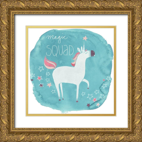 Magic Unicorn Squad III Gold Ornate Wood Framed Art Print with Double Matting by Vess, June Erica