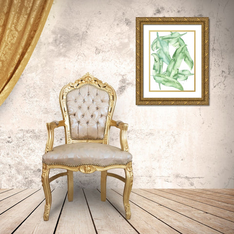 Green Paradise Palm II Gold Ornate Wood Framed Art Print with Double Matting by Wang, Melissa