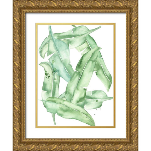 Green Paradise Palm II Gold Ornate Wood Framed Art Print with Double Matting by Wang, Melissa