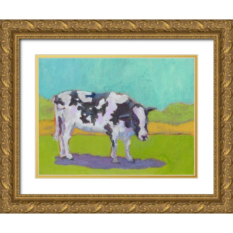 Pasture Cow I Gold Ornate Wood Framed Art Print with Double Matting by Young, Carol