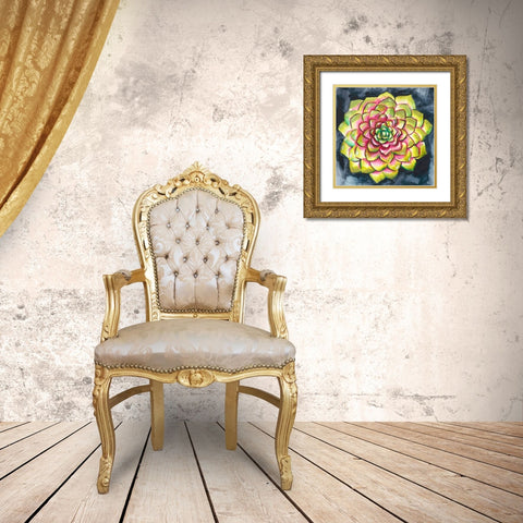 Succulent Rosette III Gold Ornate Wood Framed Art Print with Double Matting by Zarris, Chariklia