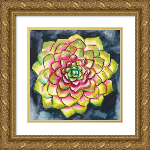 Succulent Rosette III Gold Ornate Wood Framed Art Print with Double Matting by Zarris, Chariklia