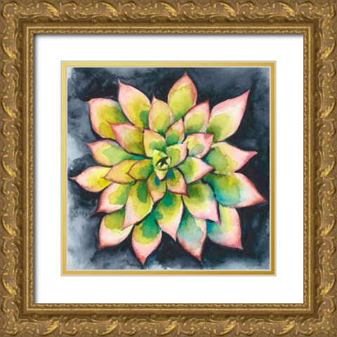 Succulent Rosette IV Gold Ornate Wood Framed Art Print with Double Matting by Zarris, Chariklia