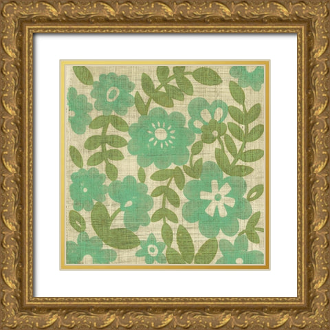 Verde Blossoms I Gold Ornate Wood Framed Art Print with Double Matting by Zarris, Chariklia