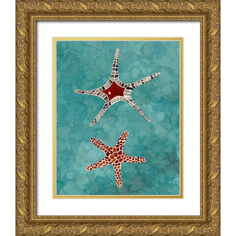 Twin Starfish I Gold Ornate Wood Framed Art Print with Double Matting by Ludwig, Alicia